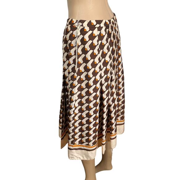 Vtg 60s Nina Ricci Shopping Paris Mod Art Deco Pleated Silk Skirt SZ M - Picture 5 of 9